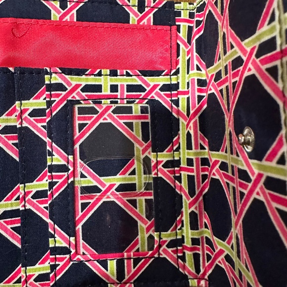 Vera Bradley Small Trifold Wallet Coin Purse Navy Blue Floral Ribbons Snap Close - Picture 6 of 8